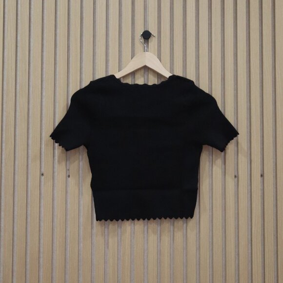 MINKPINK Laura Scallop Knit Tee Black - Picture 4 of 4